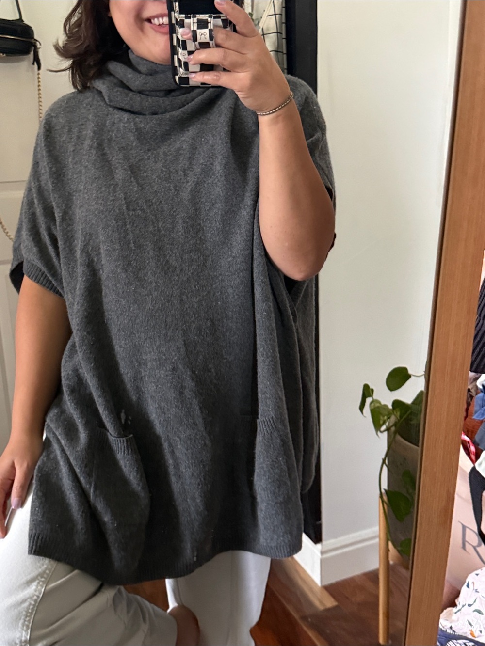 Talbots 100% Cashmere Heathered Gray Poncho. S
